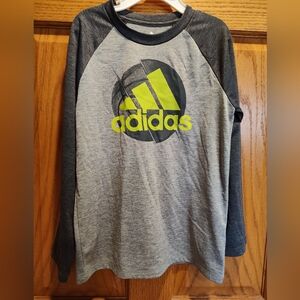 Adidas Boys (7) Climalite Gray/Chartreuse Long Sleeve Shirt